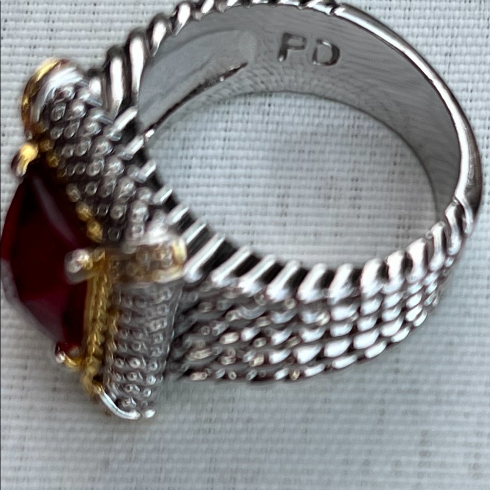 Silver & red  ring - Picture 3 of 6
